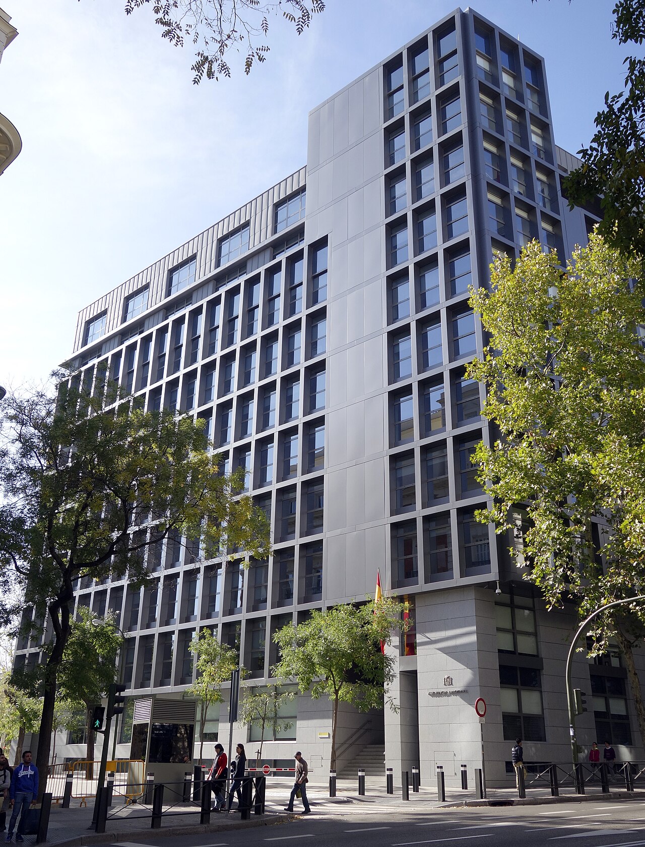 Fachada de la sede de la Audiencia Nacional en Madrid, Calle de Prim.